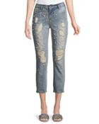 Mattie Pearl-embellished Boyfriend Jeans