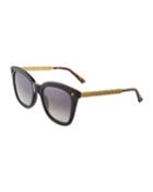 Square Acetate/metal Tiger Sunglasses With Gradient