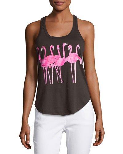 Friendly Flamingos Racerback Tank Top, Black