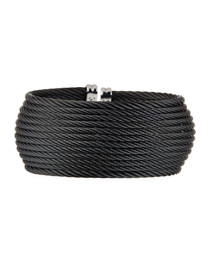 Wide Multi-row Cable Cuff Bracelet, Black