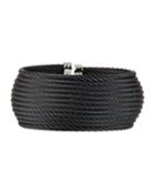 Wide Multi-row Cable Cuff Bracelet, Black