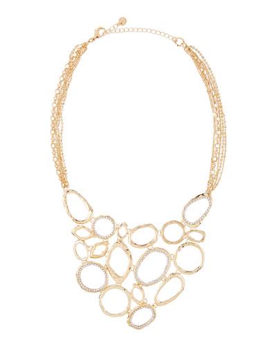 Golden Pave Crystal Statement Bib Necklace