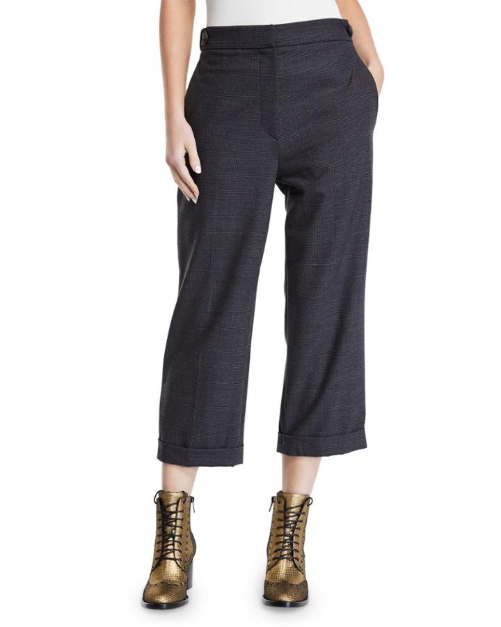 Square-cut Cotton Flannel Wool-blend Pants