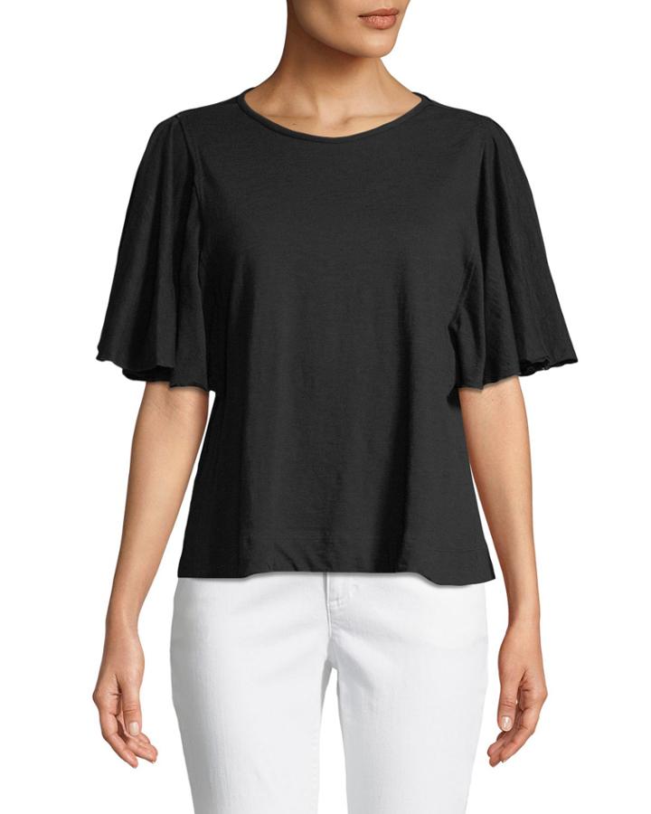Flutter-sleeve Pullover Tee