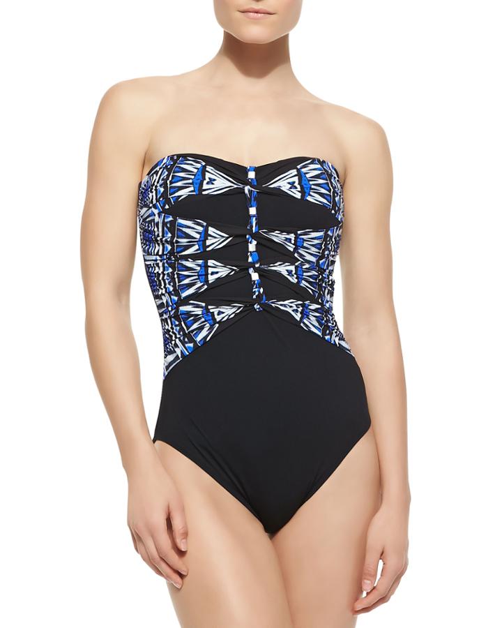 Profile By Gottex Anguilla Bandeau One-piece Swimsuit, Women's, Size: 36, Pigment Blue