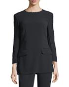 Crystal-neckline 3/4-sleeve Tunic