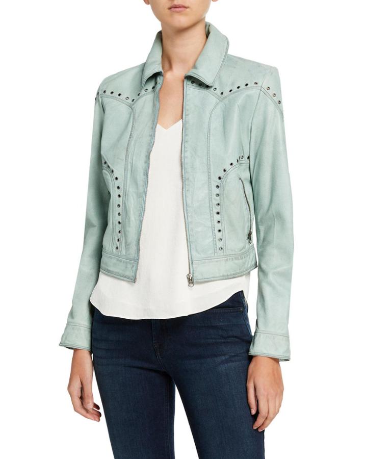 Megan Lamb Leather Grommet-trim