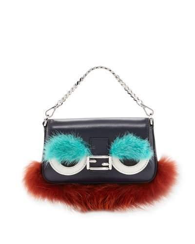 Baguette Micro Bag Bugs Crossbody Bag, Navy/orange