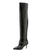 Rockstud Leather Over-the-knee Boot, Noir