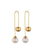 8mm Pearl & Bead Thread-through Earrings, Golden/white