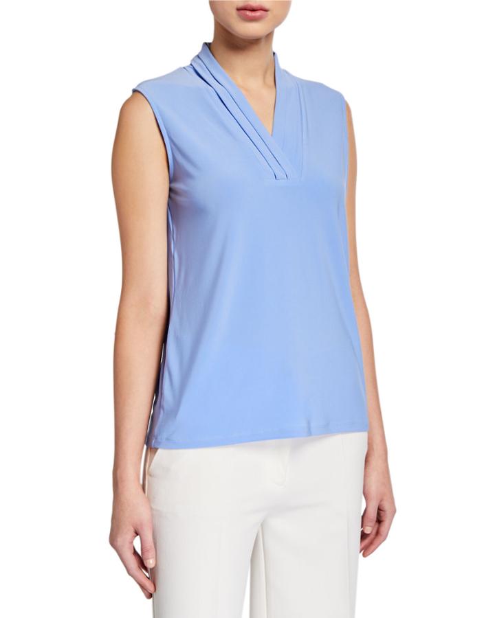 Triple Pleat V-neck Top