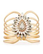 Golden Wire Cuff Bracelet W/ Large Crystal
