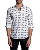 Men's Airplane-print Long-sleeve Button-down