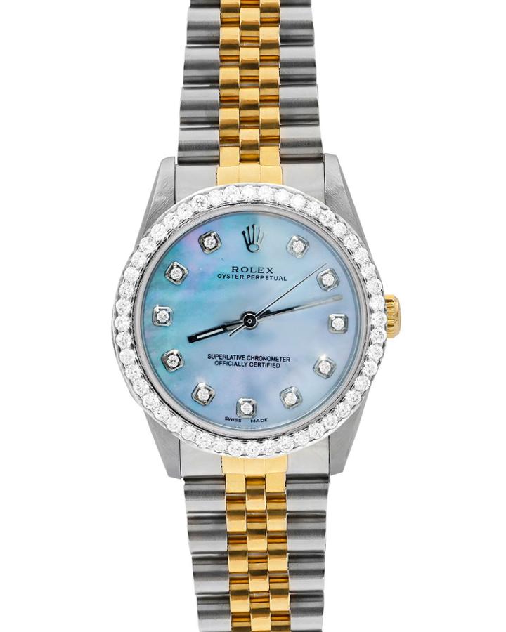 Pre-owned Oyster Perpetual Diamond Watch In Two-tone And