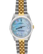 Pre-owned Oyster Perpetual Diamond Watch In Two-tone And