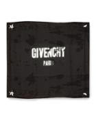 Distressed Logo Print Scarf, Black/white