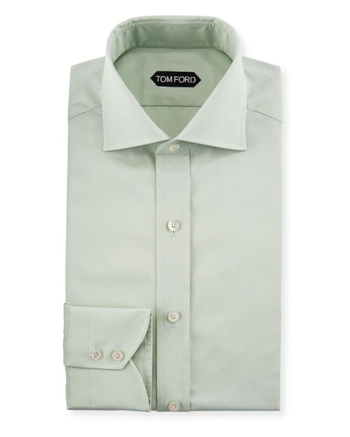 Slim-fit Solid-color Poplin Barrel-cuff Dress