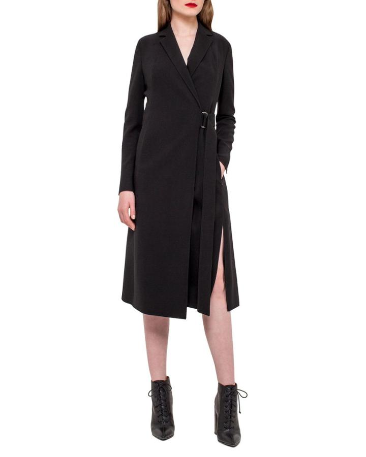 Wrap Dress W/pleated Back, Black