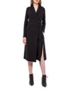 Wrap Dress W/pleated Back, Black