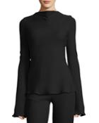 Waterfall-back Crepe Blouse