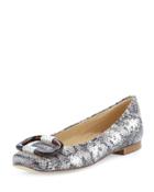 Frenchhorn Snake-embossed Buckle Flat,