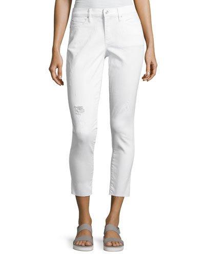 High-rise Distressed Skinny Jeans, White