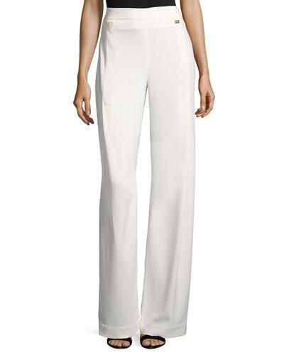 High-waist Wide-leg Pants, Eggshell