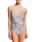 Free Spirit Braided-back Printed One-piece