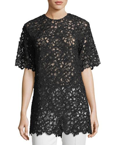 Lace Short-sleeve Tunic Top