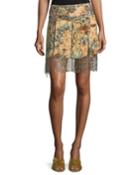 The Orian Printed Mini Skirt W/ Embellishments