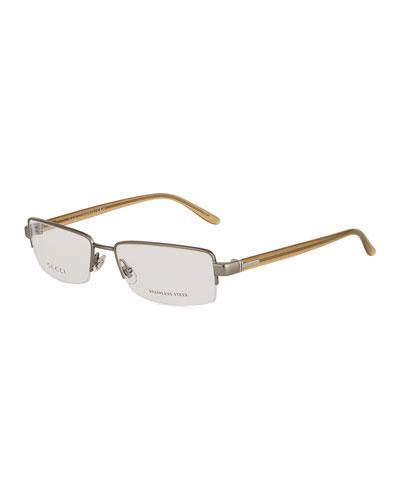 Rectangular Steel Semi-rimless Optical Glasses