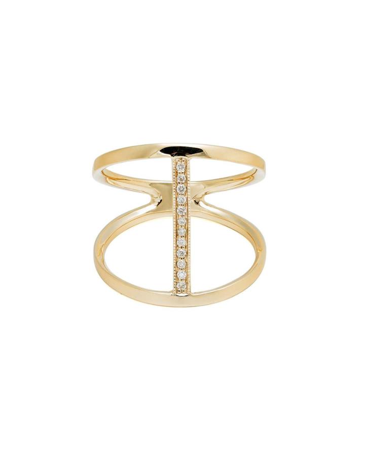 14k Yellow Gold Split-band Diamond Ring,