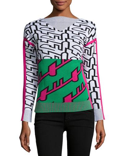 Long-sleeve Graphic Knit Top