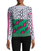 Long-sleeve Graphic Knit Top