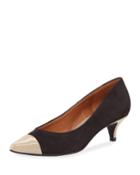 Morgan Nubuck Kitten-heel Pumps