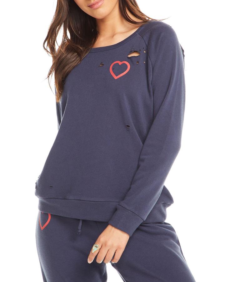 Heart Distressed Long-sleeve