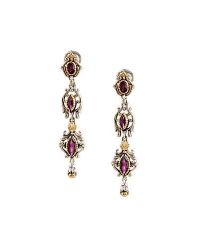 Artemis Rhodolite Triple-drop Earrings