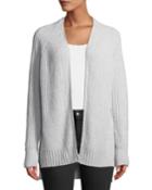Chenille Open-front Ribbed Cardigan