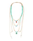 Long Multi-row Adjustable Beaded Necklace, Turquoise