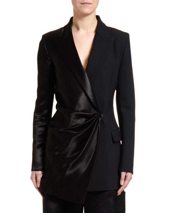 Satin Wrapped Formal Blazer Jacket