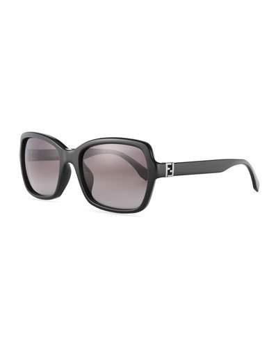 Plastic Rectangle Sunglasses, Black