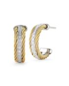 Diamond Pave Small Cable Hoop Earrings, Gold