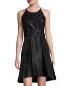 Swirl-embellished Party Dress, Black