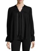 Long-sleeve Self-tie Top, Black