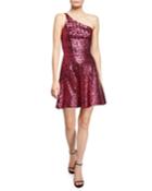 Tina One-shoulder Sequin Fit-and-flare Dress