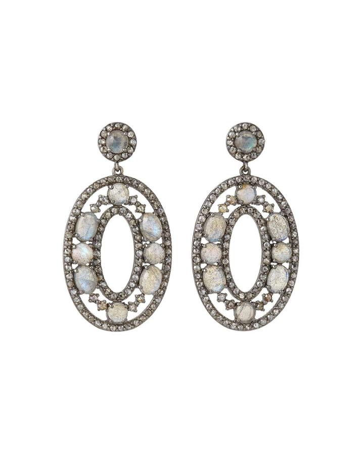 Labradorite And Diamond Pave Drop Earrings