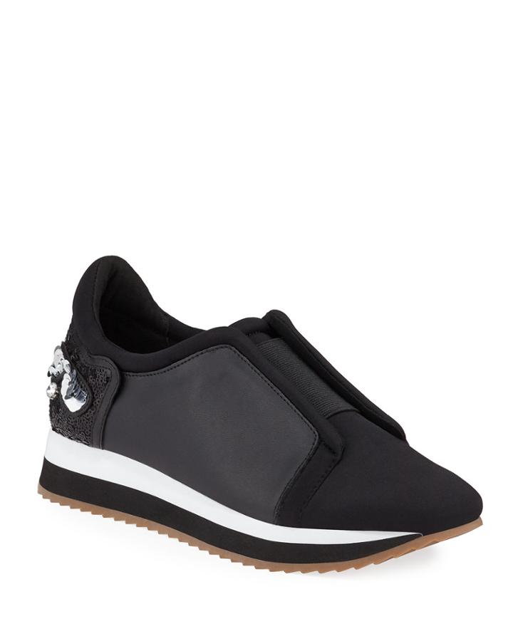 Jeri Mixed-media Sequin Trainer