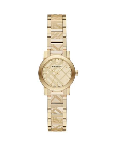 26mm Check-engraved Yellow Golden Plated City Watch