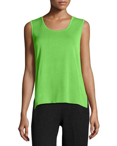 Scoop-neck Knit Long Tank, Grass