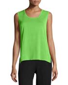 Scoop-neck Knit Long Tank, Grass
